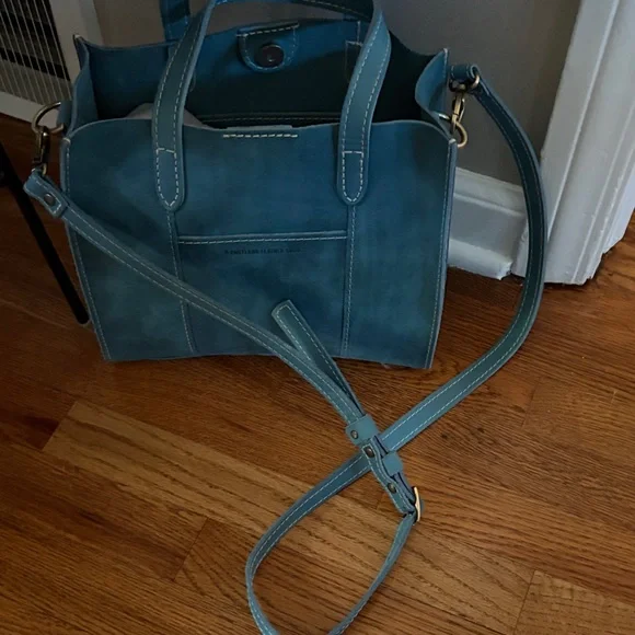 Portland Leather Teal Tote Bag - Picture 7 of 7